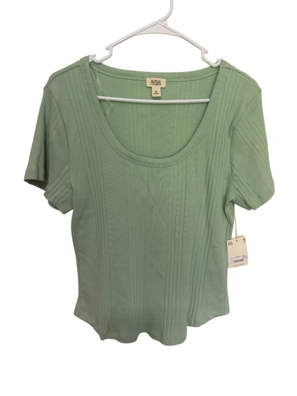 A.N.A Knit Top NEW Mint Green Ribbed Scoop Neck JR Womans XXL